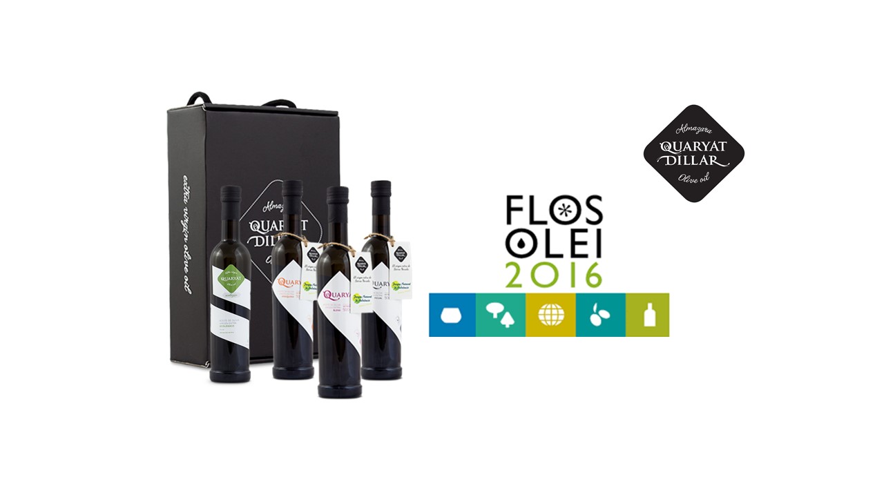 Nuestro aceite de oliva virgen extra (aove) Quaryat Blend, recibe la máxima puntuación de la Guía Flos olei de Marco Oreggia