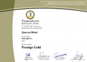 Diploma Terra Olivo a Quaryat Picual - Prestige Gold