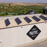 Vista aérea de la Almazara Quaryat Dillar donde se ve la instalación de placas solares para alimentar la fábrica. La Almazara Quaryat Dillar de Sierra Nevada apuesta por la sostenibilidad medioambiental