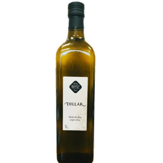 Botella de cristal marasca 1 litro de aceite de oliva virgen extra Dillar